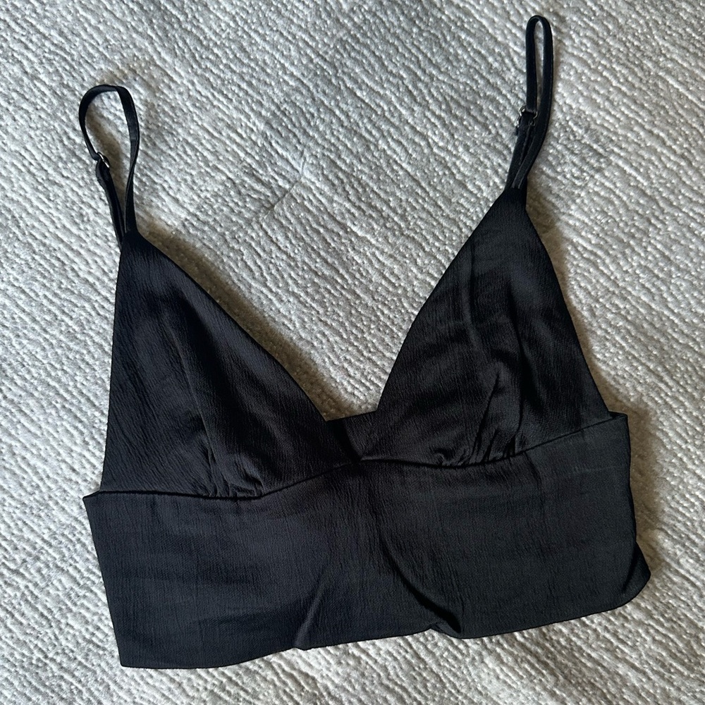 Black Cropped Bralette Tank Top
